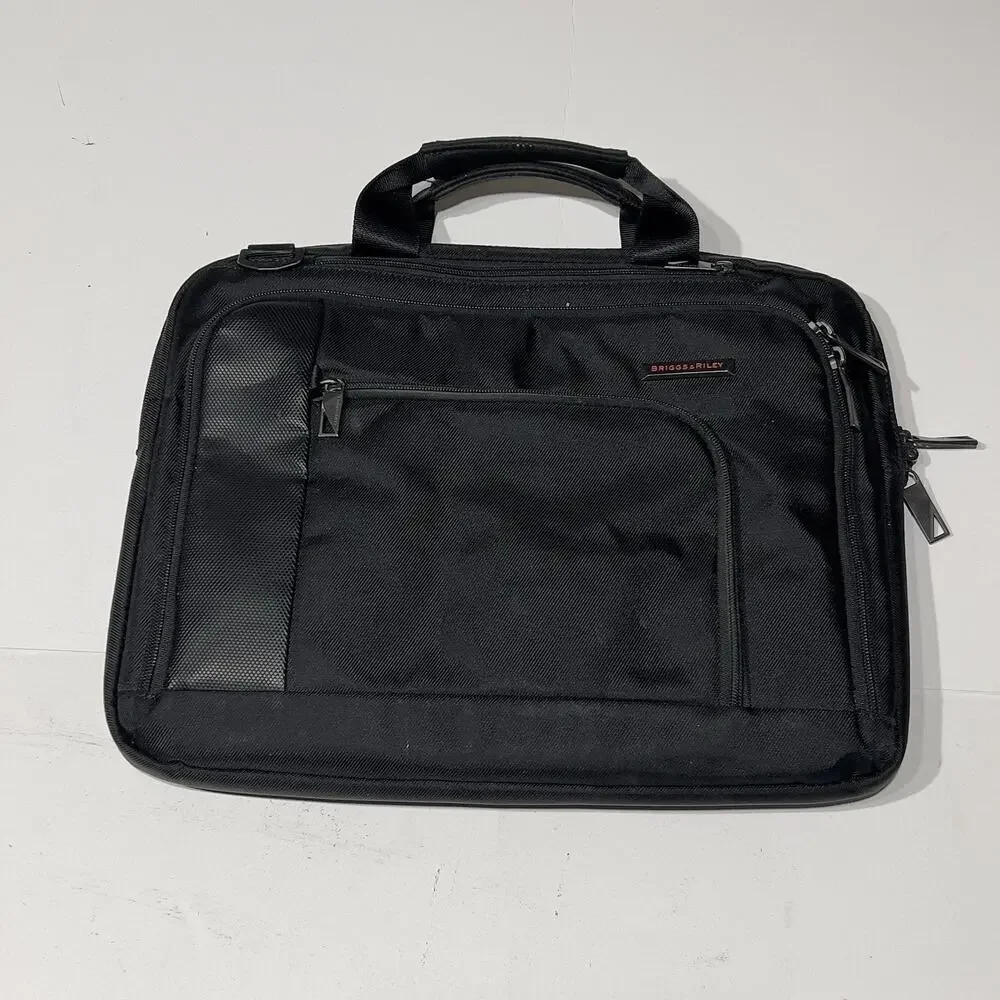 Briggs & Riley KB105-4 Black Slim Laptop Briefcase Business Travel Bag 17x12x3